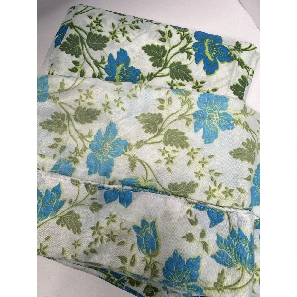 VTG Lot Twin Sheet 2 Set Flat Fitted Pillowcase Flower Power Groovy Florals Blue